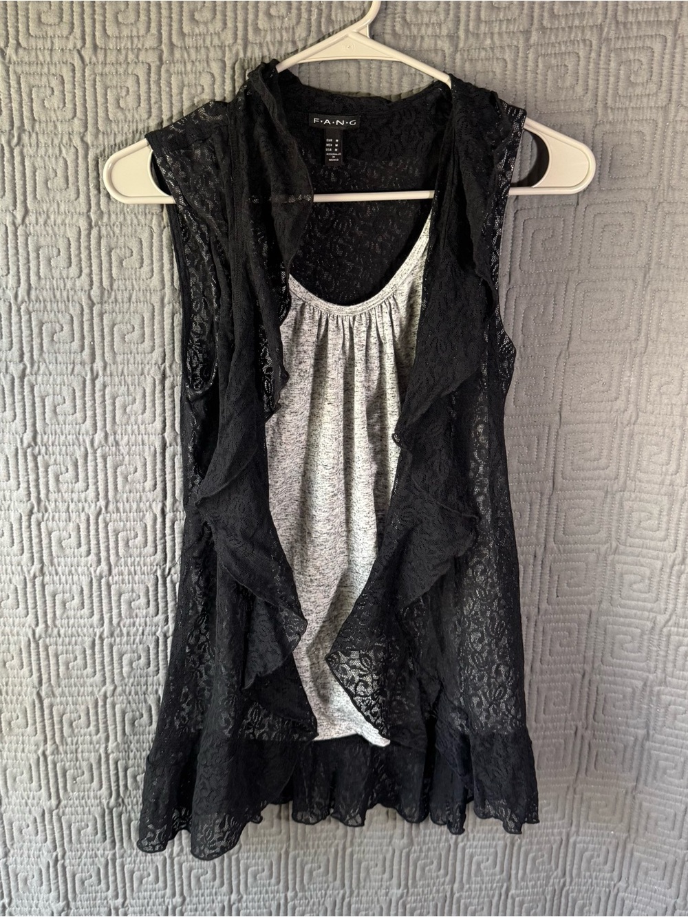 Fang Blouse Women’s Medium Black Tank Ruffle Vest